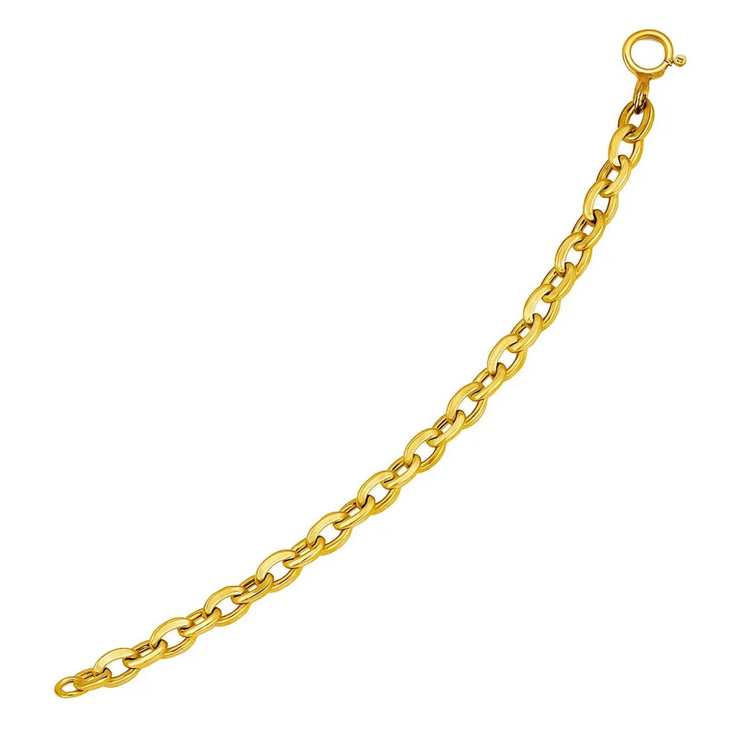 14k Yellow Gold Cable Chain Design Bracelet (9.40 mm) in a sleek high-contrast midnight luxury editorial style